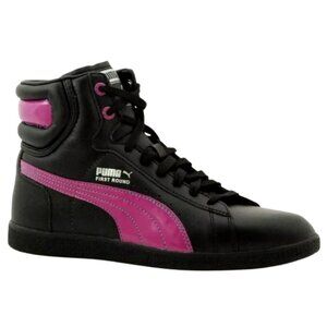 PUMA Sneakers High Top purple black leather retro classic vintage lace up size 8